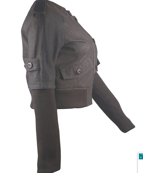 Plus size Leather Bomber Jacket - Picture 4 of 12